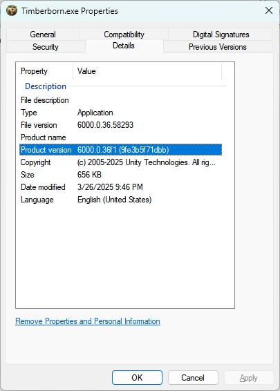 Timberborn executable properties